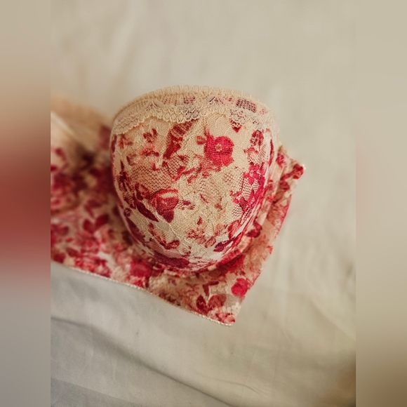 Jessica Simpson Womens Pink Floral Longline Strapless Padded Bra Size 38C - Picture 6 of 8